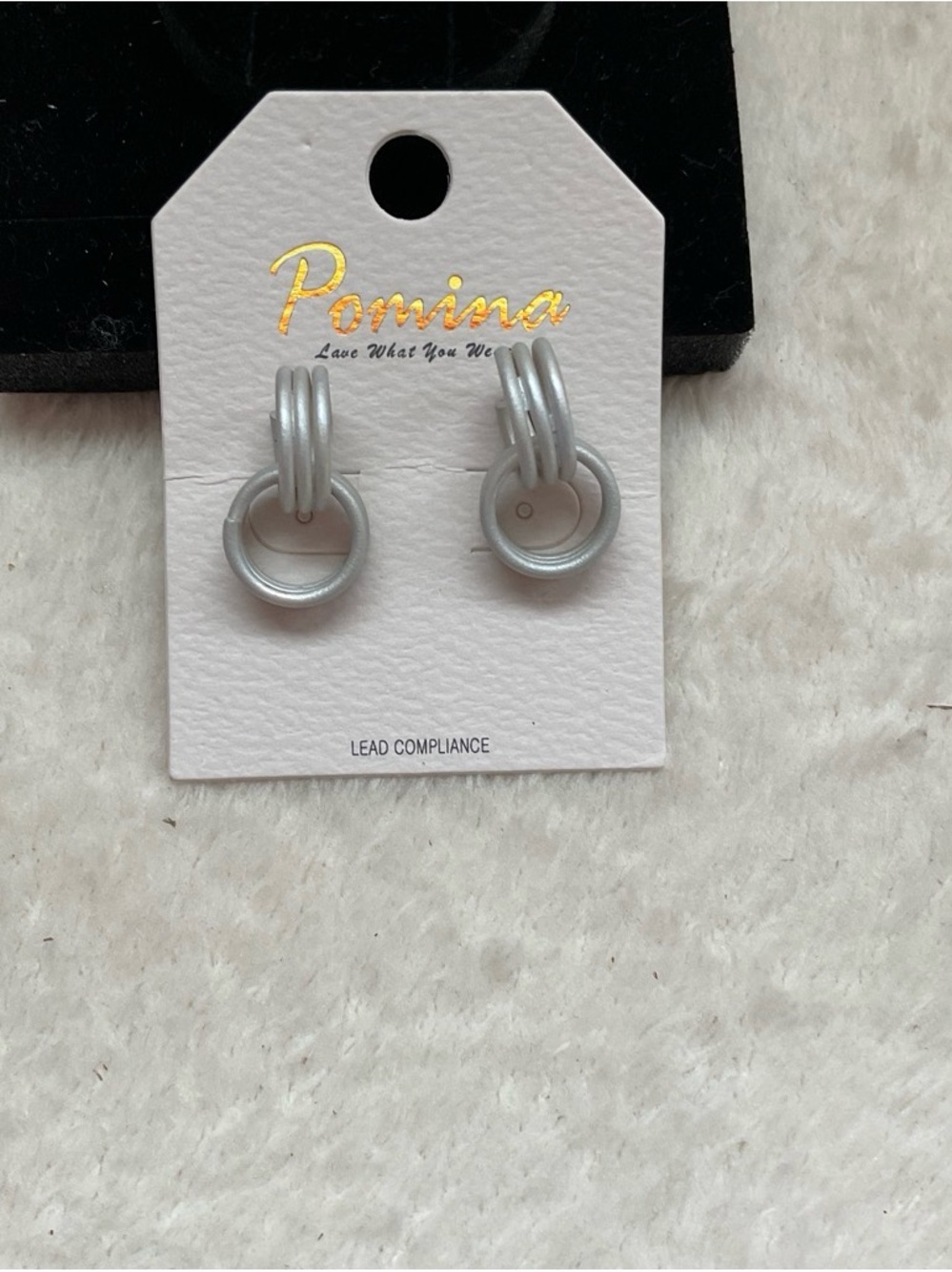 Pomina Silver-Tone Double Hoop Drop Earrings